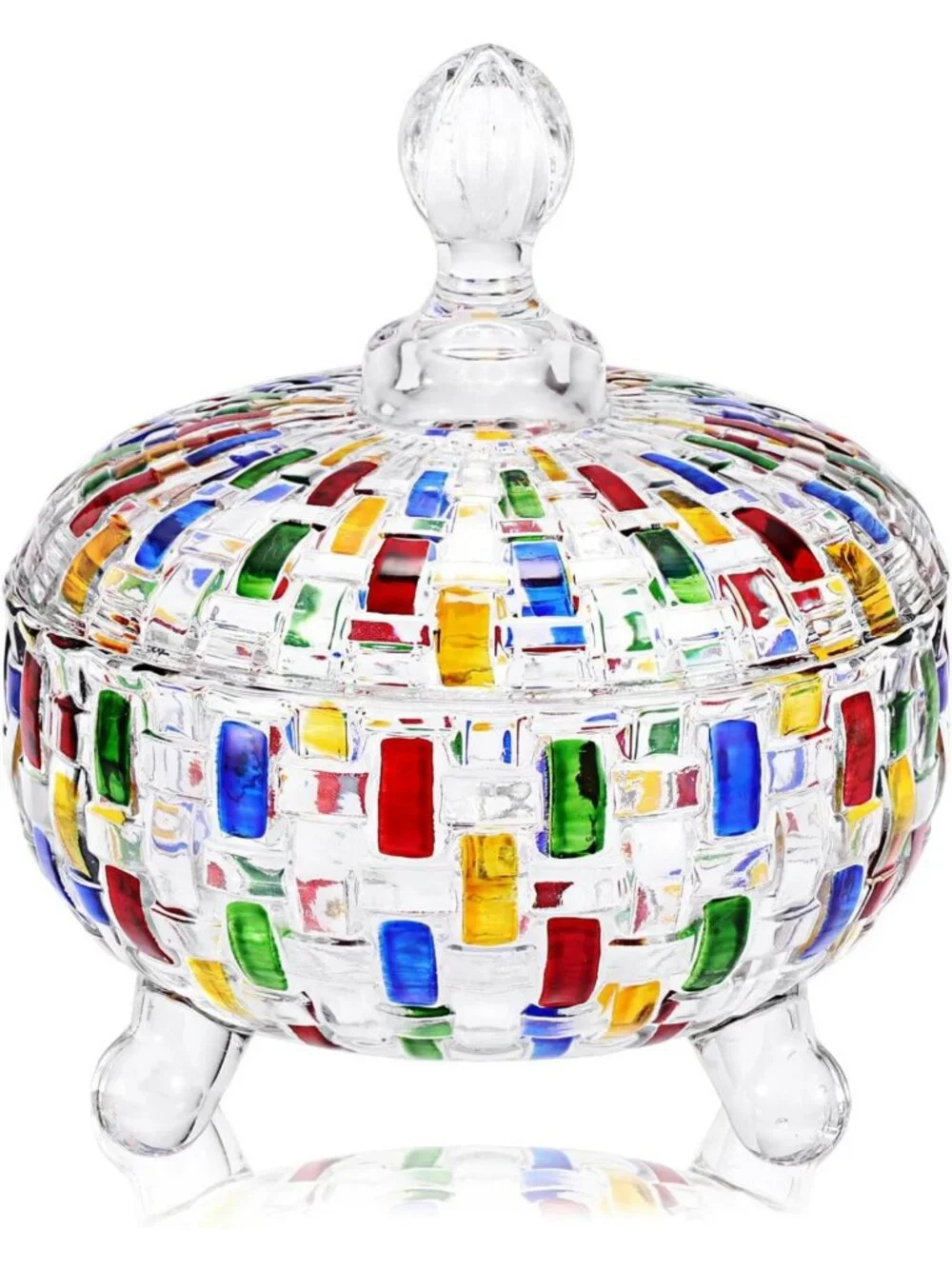 Colorful Crystal Candy Dish with Lid | Decorative Bowl for Chocolates, Nuts